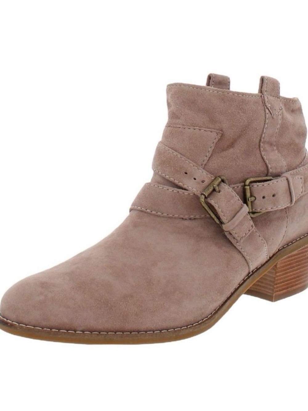 Cole Haan Jensynn Bootie Stone Taupe Suede Ankle Boots Buckle Heel Womens 10.5
